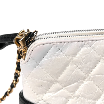 Chanel Aged Calfskin Quilted Small Gabrielle Clutch With Chain White Black 13 of 17