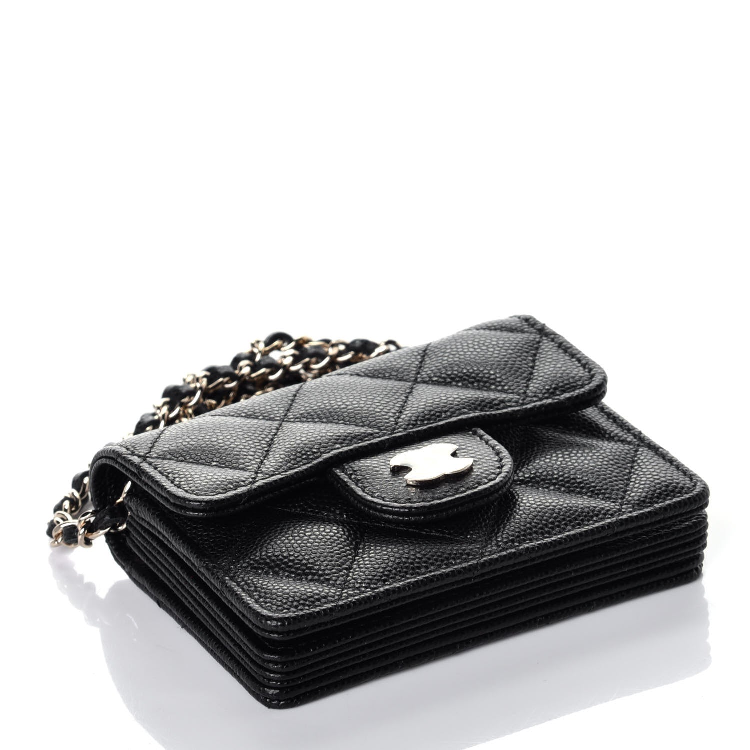 Chanel Caviar Quilted Flap Card Holder On Chain Black 4 of 9