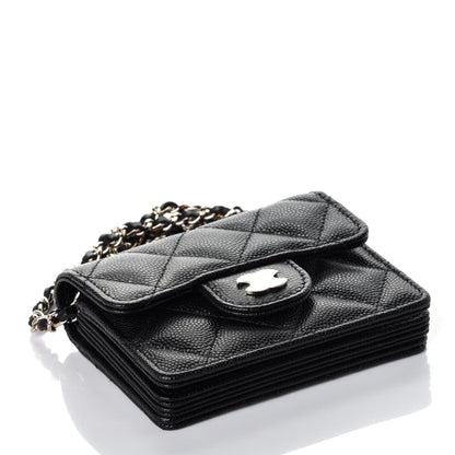 Chanel Caviar Quilted Flap Card Holder On Chain Black 4 of 9