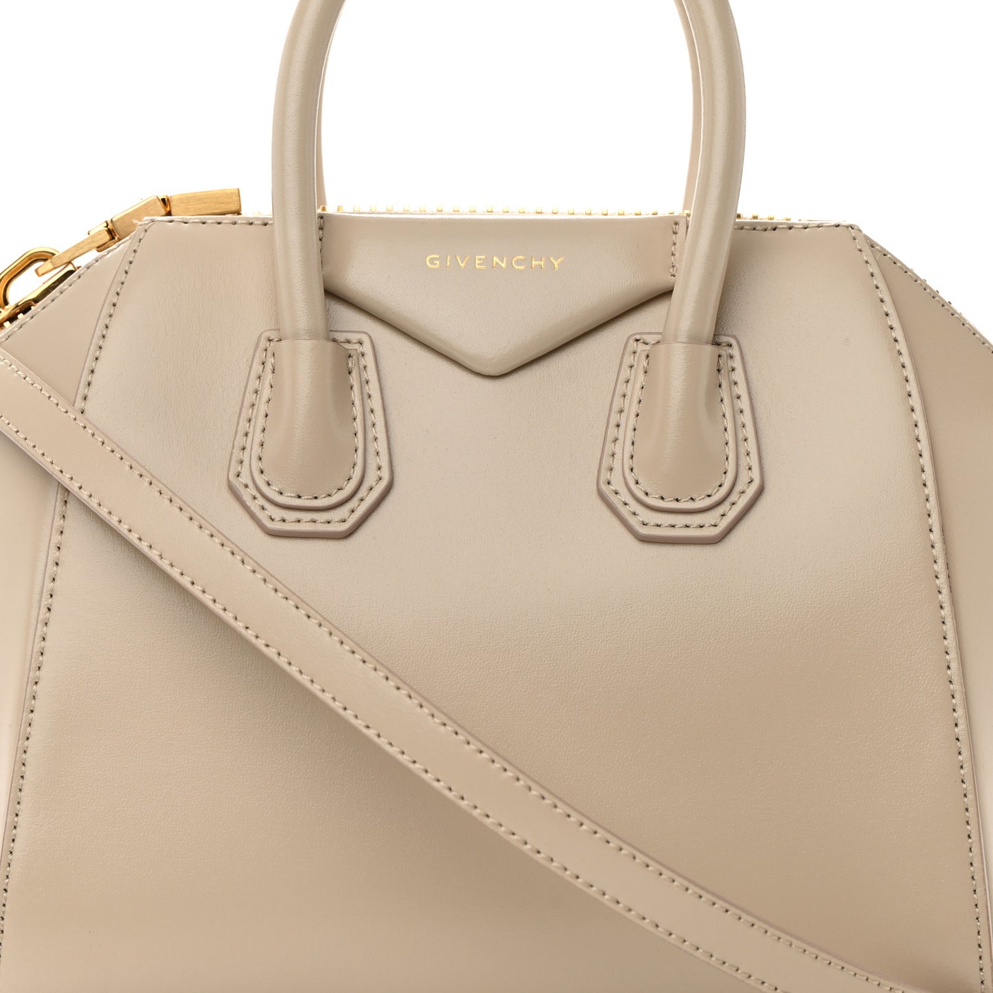 Shiny Lord Calfskin Mini Antigona Natural Beige