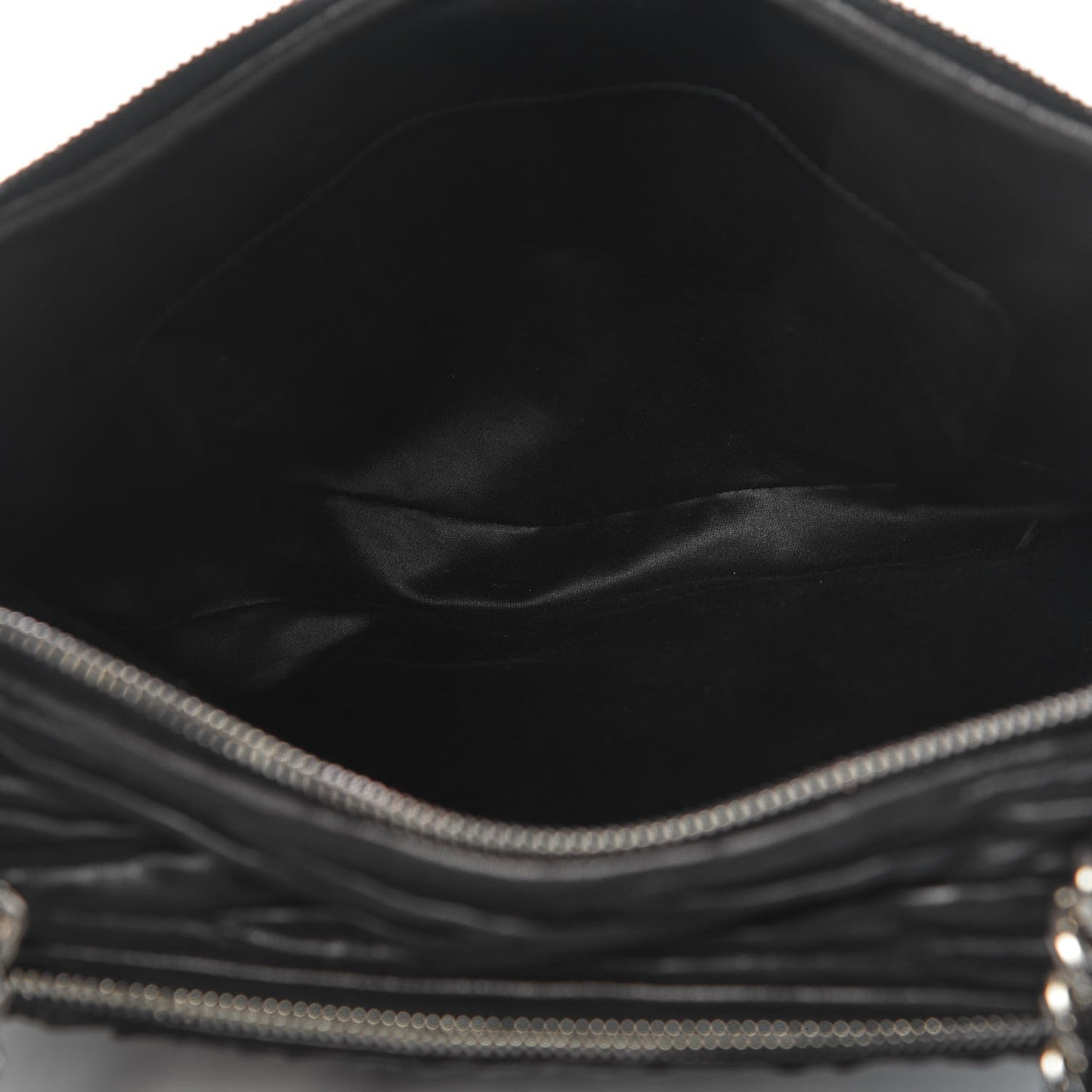 Nappa Matelasse Double Zip Shoulder Bag Black