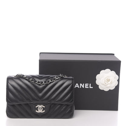 Chanel Lambskin Chevron Quilted Mini Rectangular Flap Black 11 of 11
