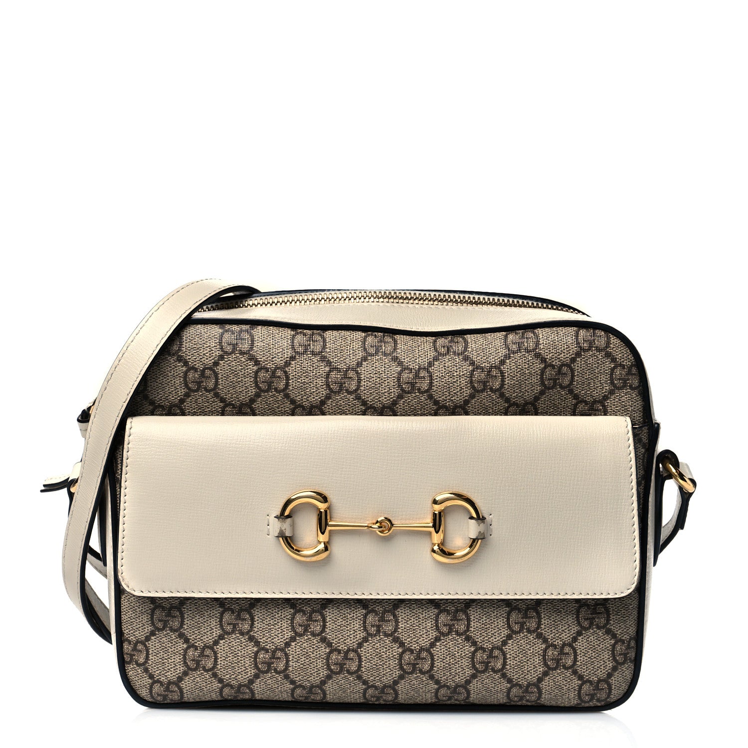 Gucci GG Supreme Monogram Small Horsebit 1955 Shoulder Bag Beige Mystic White 1 of 11