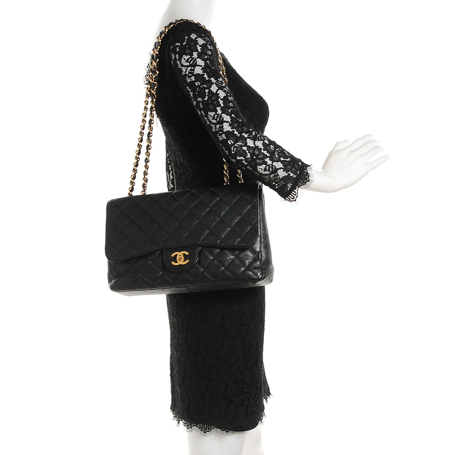 Chanel Caviar Quilted Jumbo Single Flap Black 2 of 10