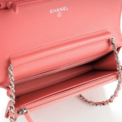 Chanel Caviar Chevron Wallet On Chain WOC Pink 5 of 8