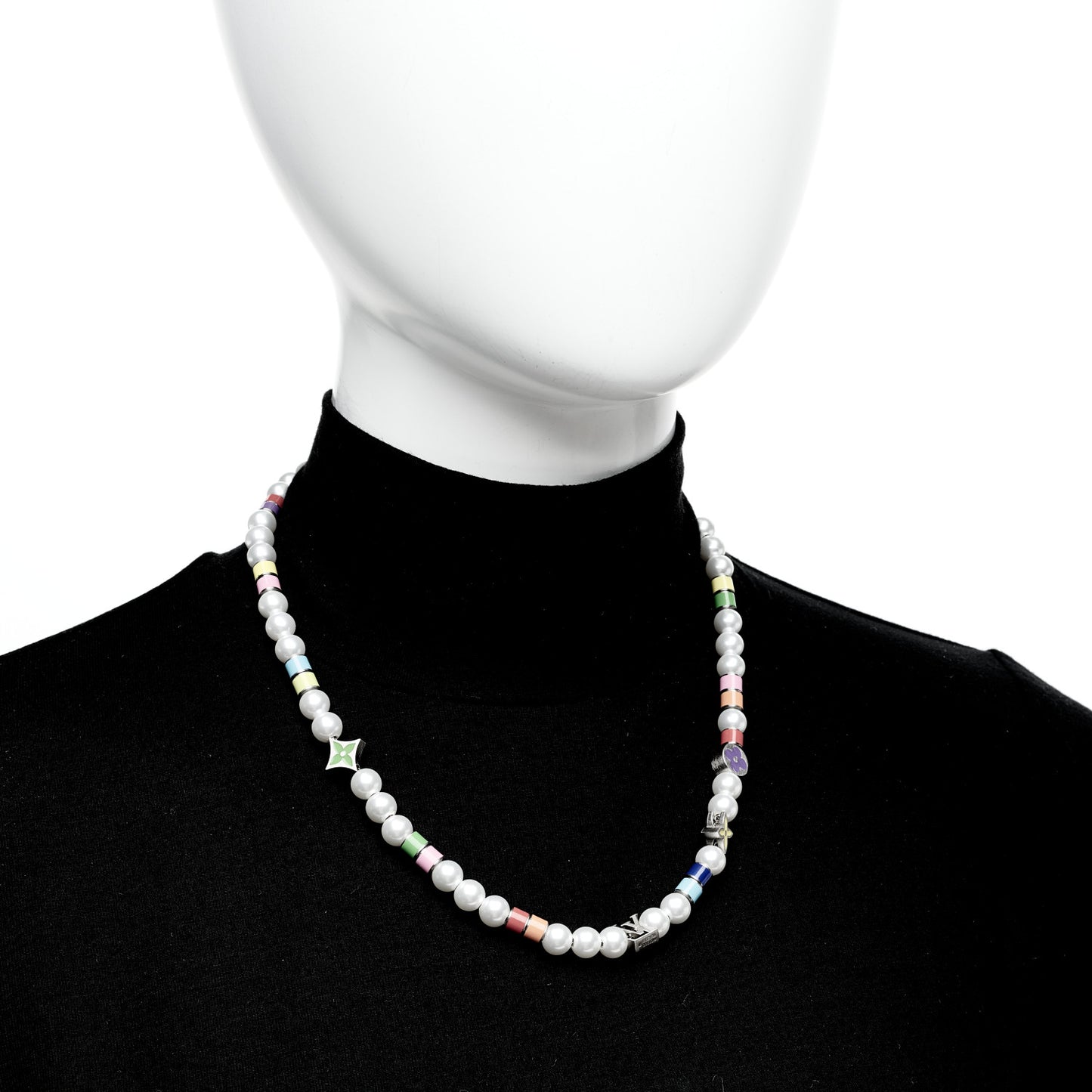 Metal Pearl Monogram Party Necklace