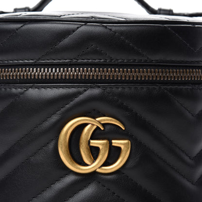 Gucci Calfskin Matelasse Mini GG Marmont Round Backpack Black 10 of 11