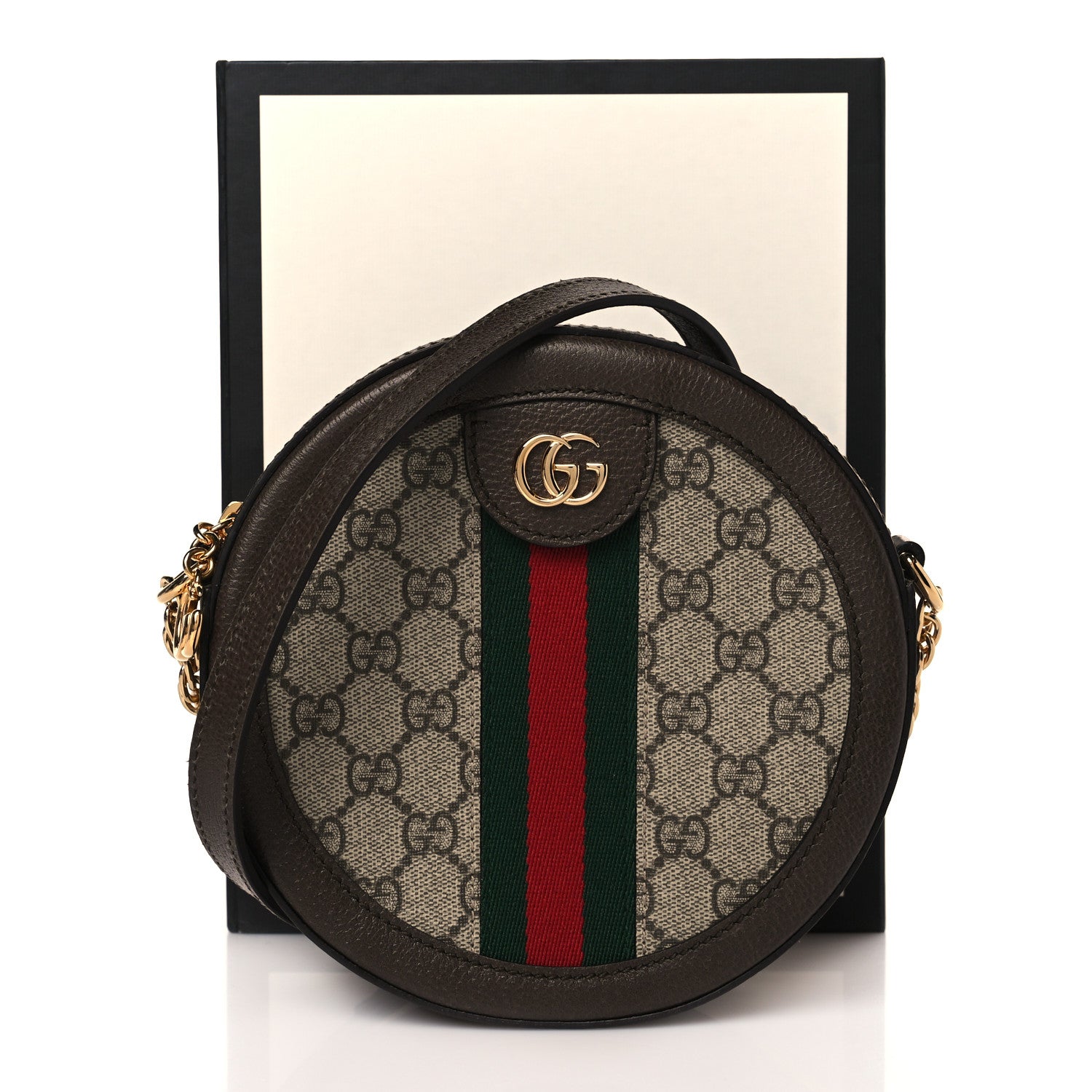 Gucci GG Supreme Monogram Web Mini Ophidia Round Shoulder Bag Brown 12 of 12