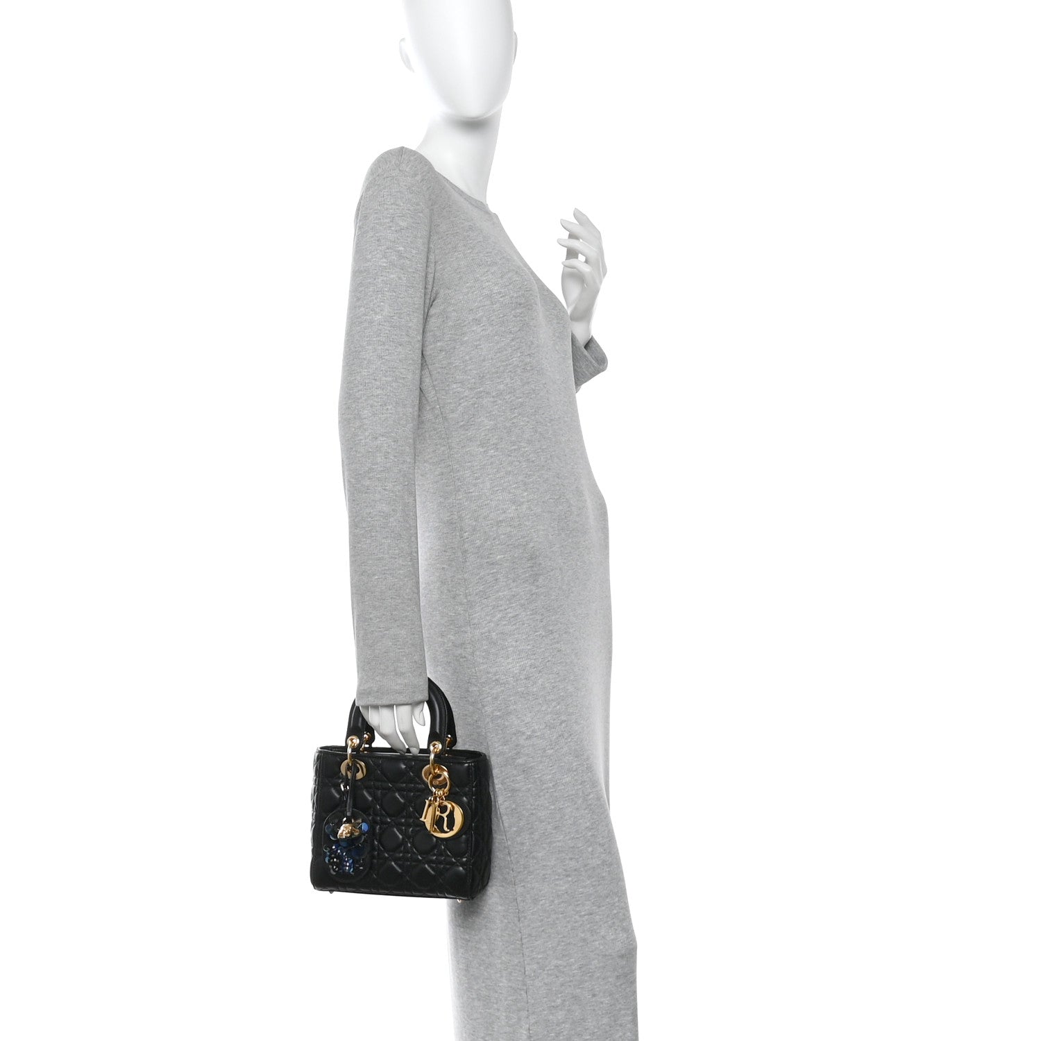 Christian Dior Lambskin Cannage Small Jeweled Lady Dior Black