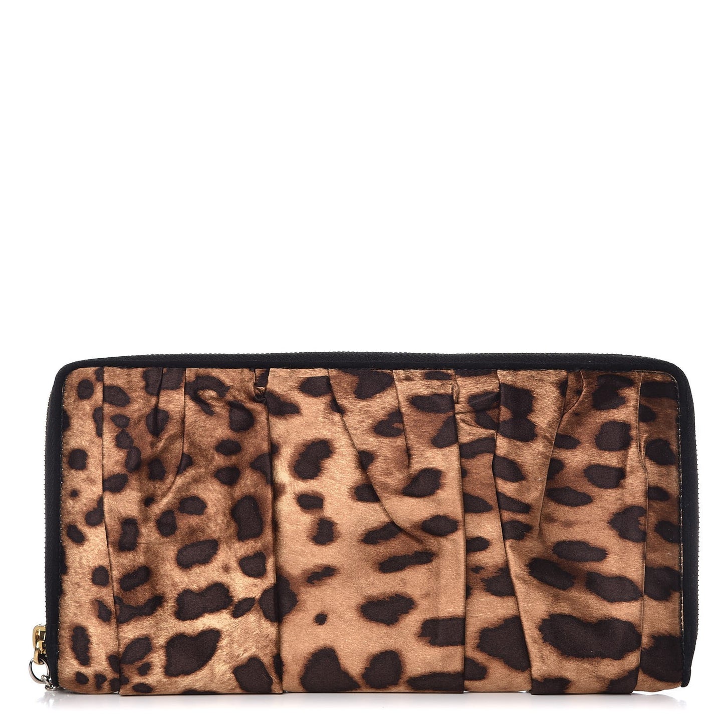 Satin Leopard Print Clutch Black