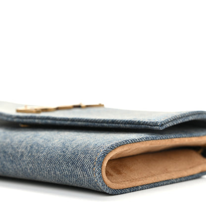 Saint Laurent Denim Monogram Chain Wallet Rodeo Blue Cinnamon 10 of 11