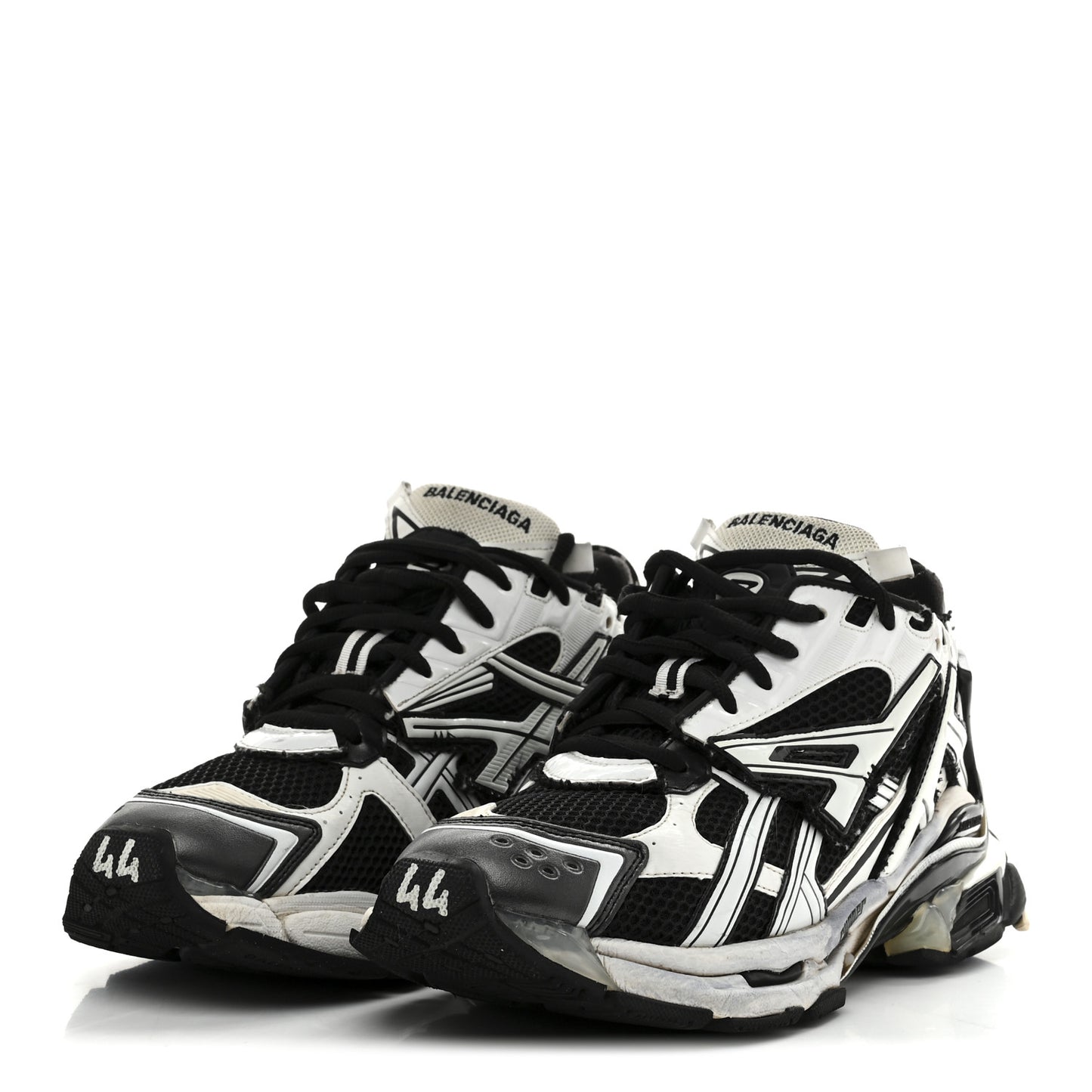 Mesh Rubber Bi-Color Mens Runner Sneakers 44 White Black