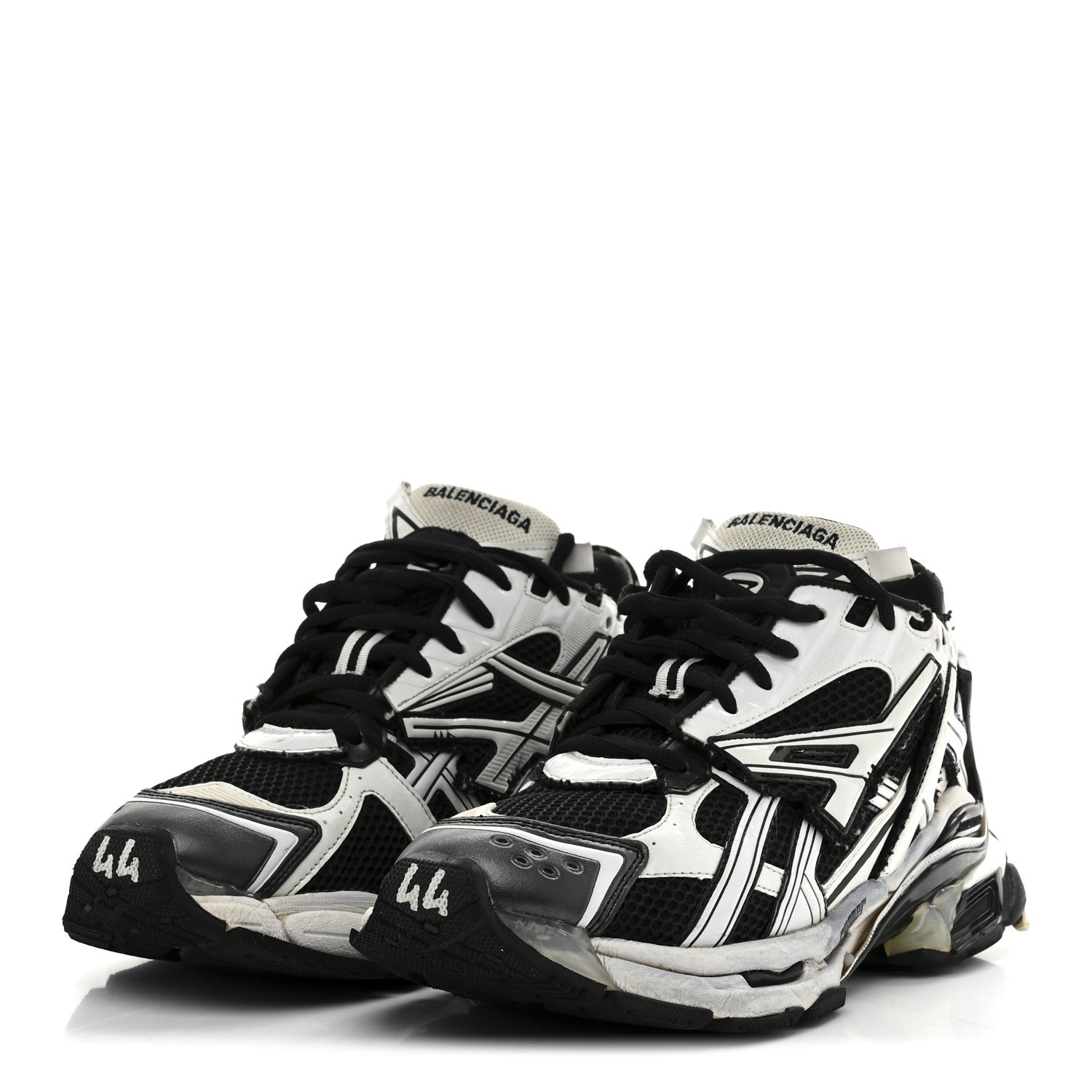 Balenciaga Mesh Rubber Bi-Color Mens Runner Sneakers 44 White Black 4 of 8