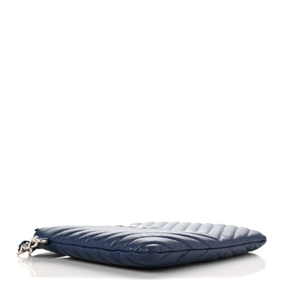 Saint Laurent Calfskin Matelasse Chevron Monogram A5 Wristlet Medium Blue 4 of 9