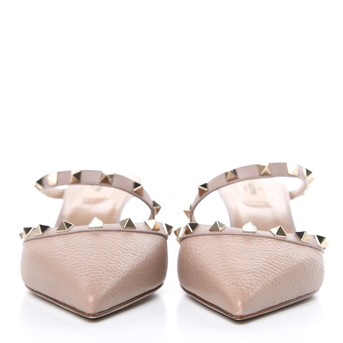 Pebbled Calfskin Rockstud Cross Strap 50mm Mules 39 Poudre