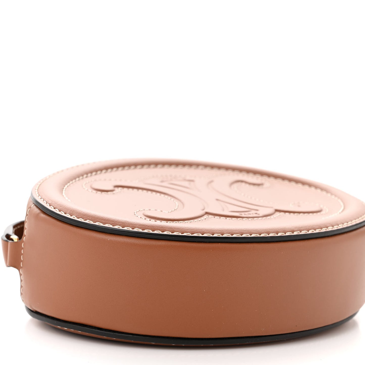 Smooth Calfskin Cuir Small Triomphe Oval Crossbody Purse Tan