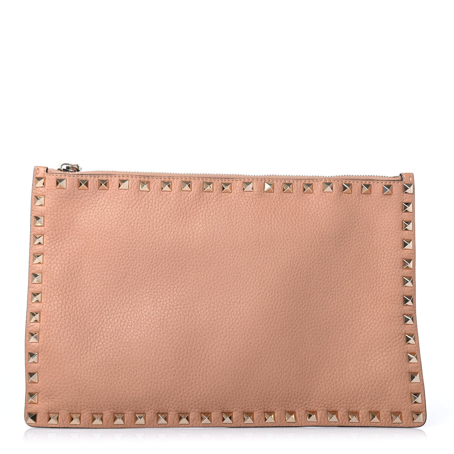 Valentino Garavani Pebbled Calfskin Large Rockstud Zip Pouch Skin Sorbet 1 of 4