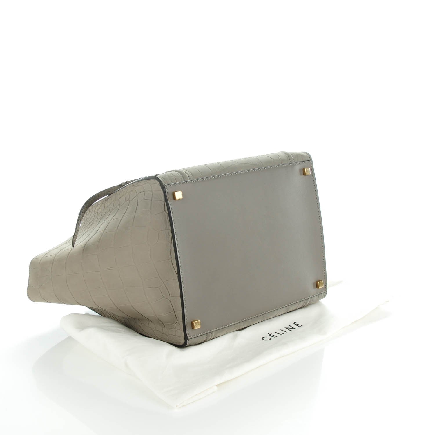 Celine Crocodile Embossed Nubuck Medium Phantom Luggage Grey 4 of 7