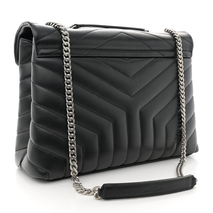 Saint Laurent Calfskin Y Quilted Monogram Medium Loulou Chain Satchel Black 3 of 10