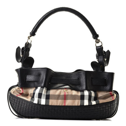 Burberry Grainy Calfskin House Check Margaret Bag Black 1 of 10