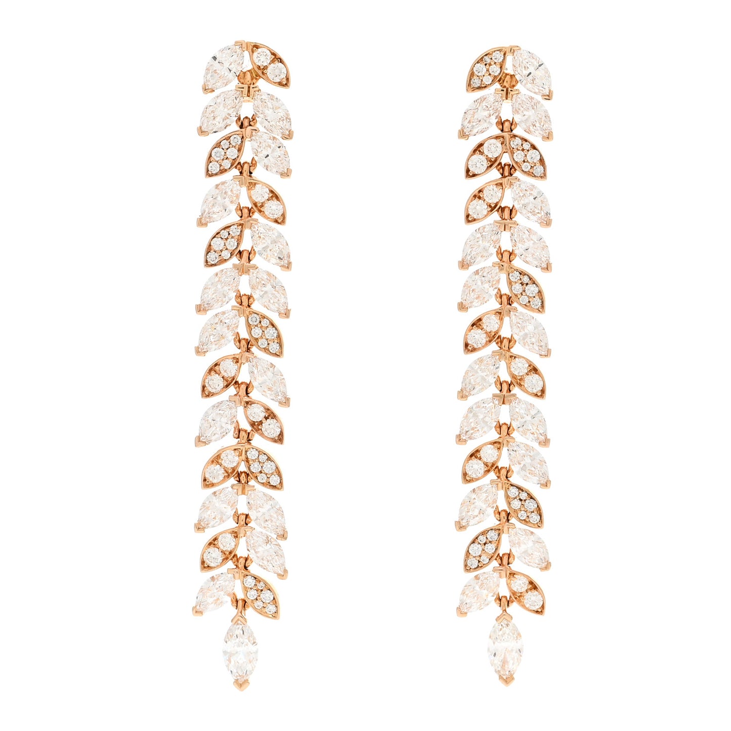 18K Yellow Gold Diamond Victoria Vine Drop Earrings