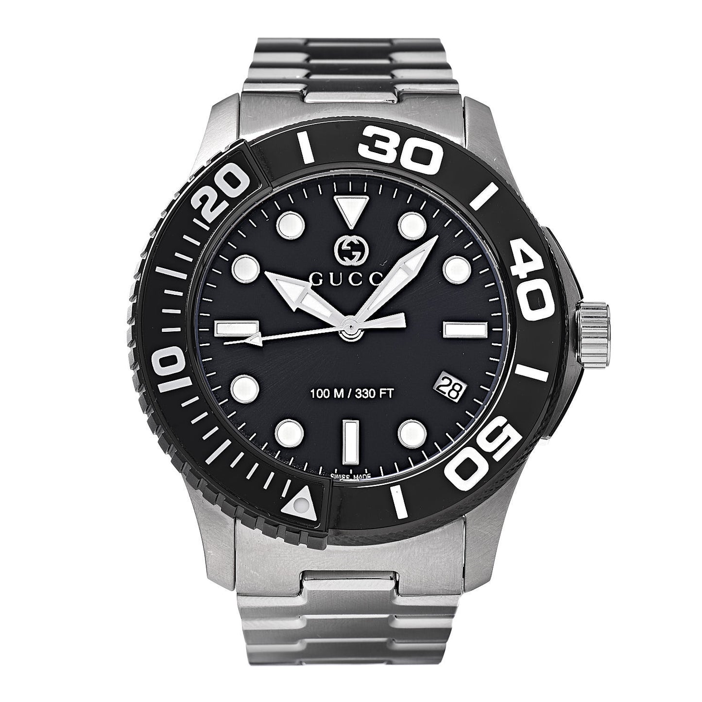 Stainless Steel Ceramic 45mm Dive Quartz Watch Black