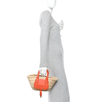 Chloe Raffia Small Grain Calfskin Medium Marcie Basket Orange 2 of 13