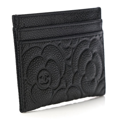 Chanel Caviar Camellia Embossed Card Holder Black 3 of 12