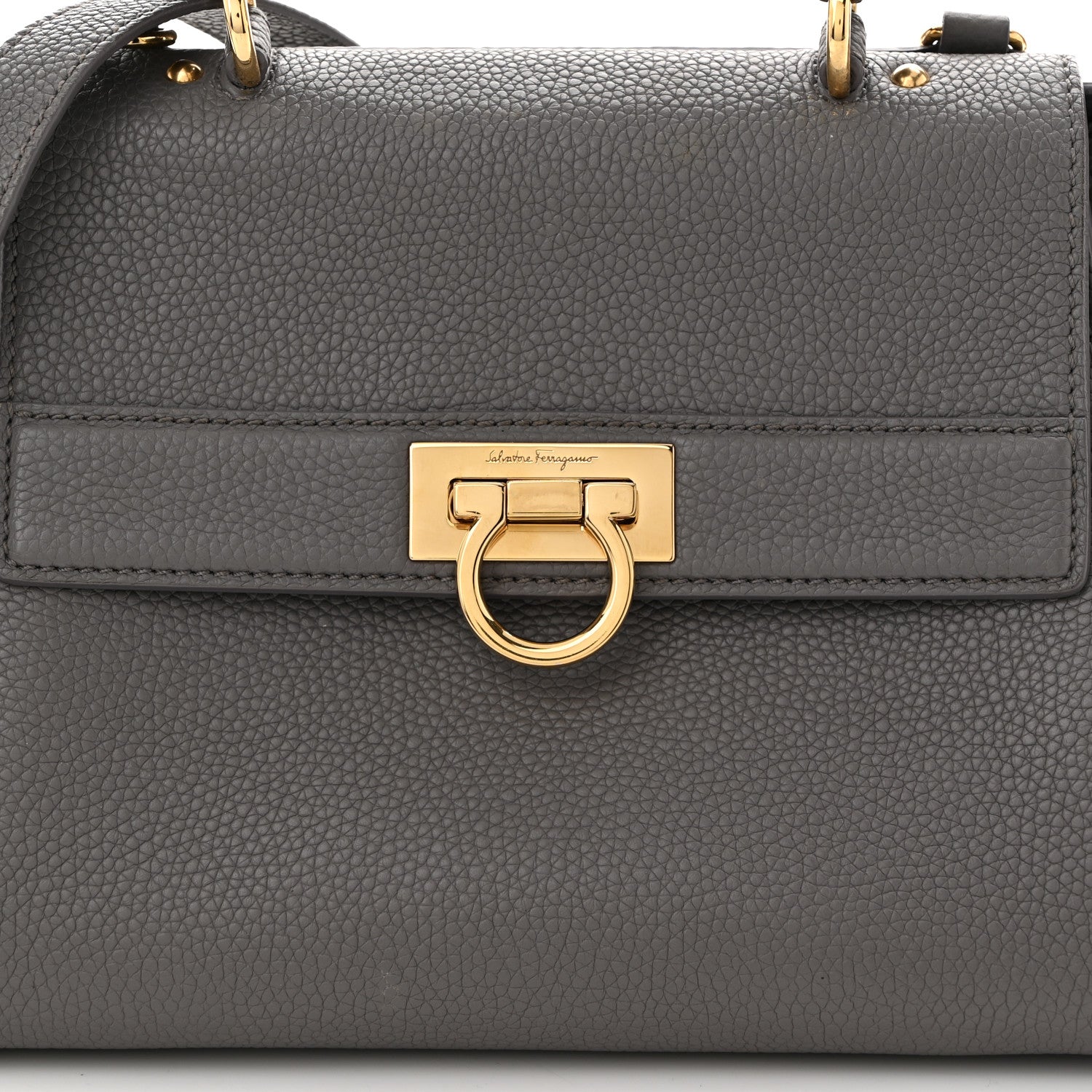 Salvatore Ferragamo Grained Calfskin Sofia Satchel Urban Grey 7 of 9
