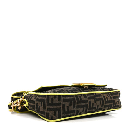 Fendi Fabric Jacquard FF 1974 Large Baguette Tobacco Moro Giallo Fluo 4 of 11