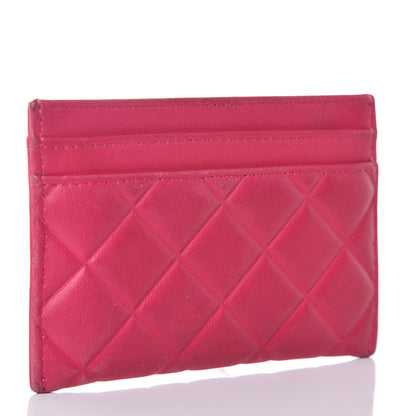Chanel Lambskin Quilted Diamond CC Card Holder Fuchsia 3 of 9