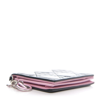 Christian Dior Lambskin Cannage Bi-Color Small Lady Dior Flap Card Holder Black Pink 4 of 8