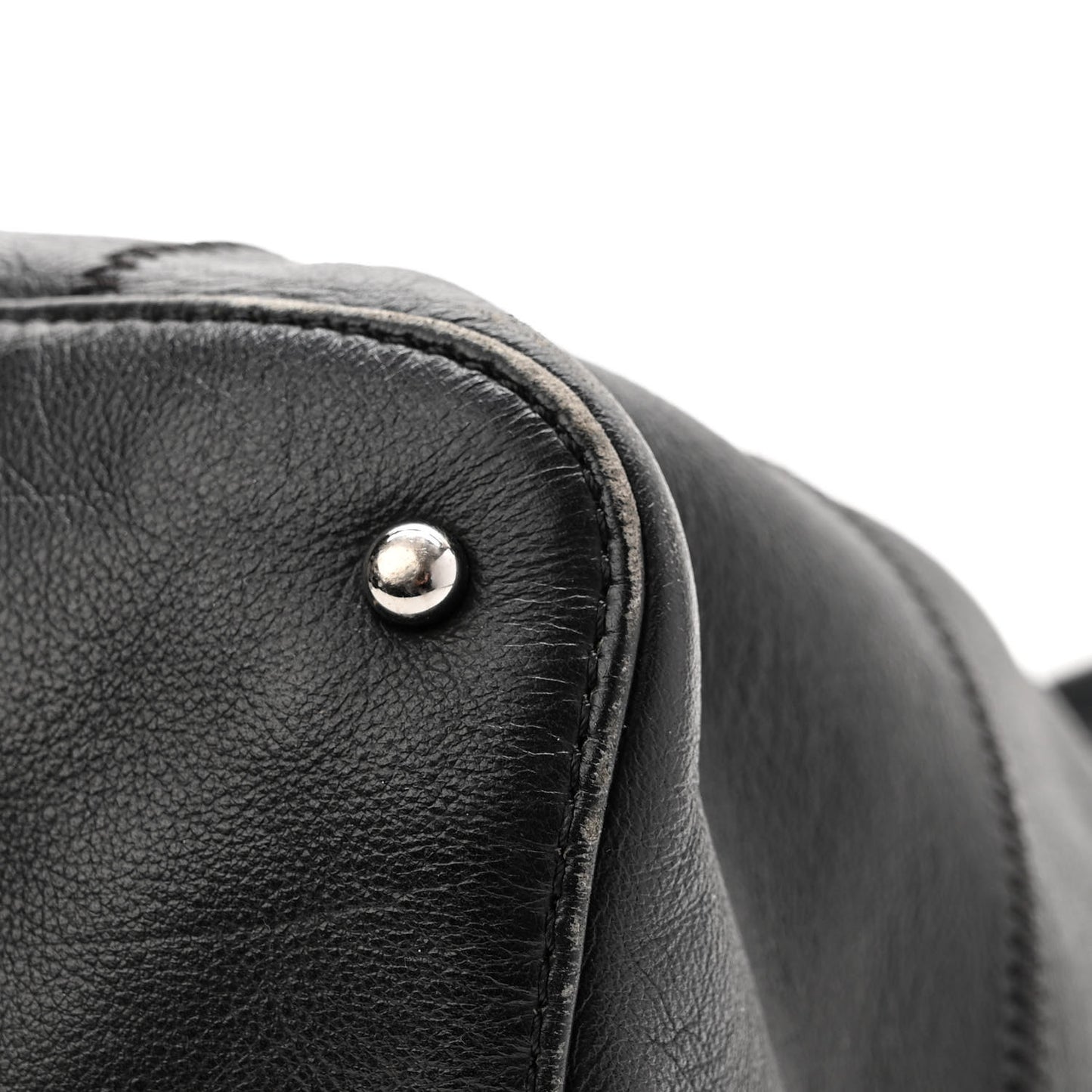 Calfskin Square Stitched Tassel Bag Black