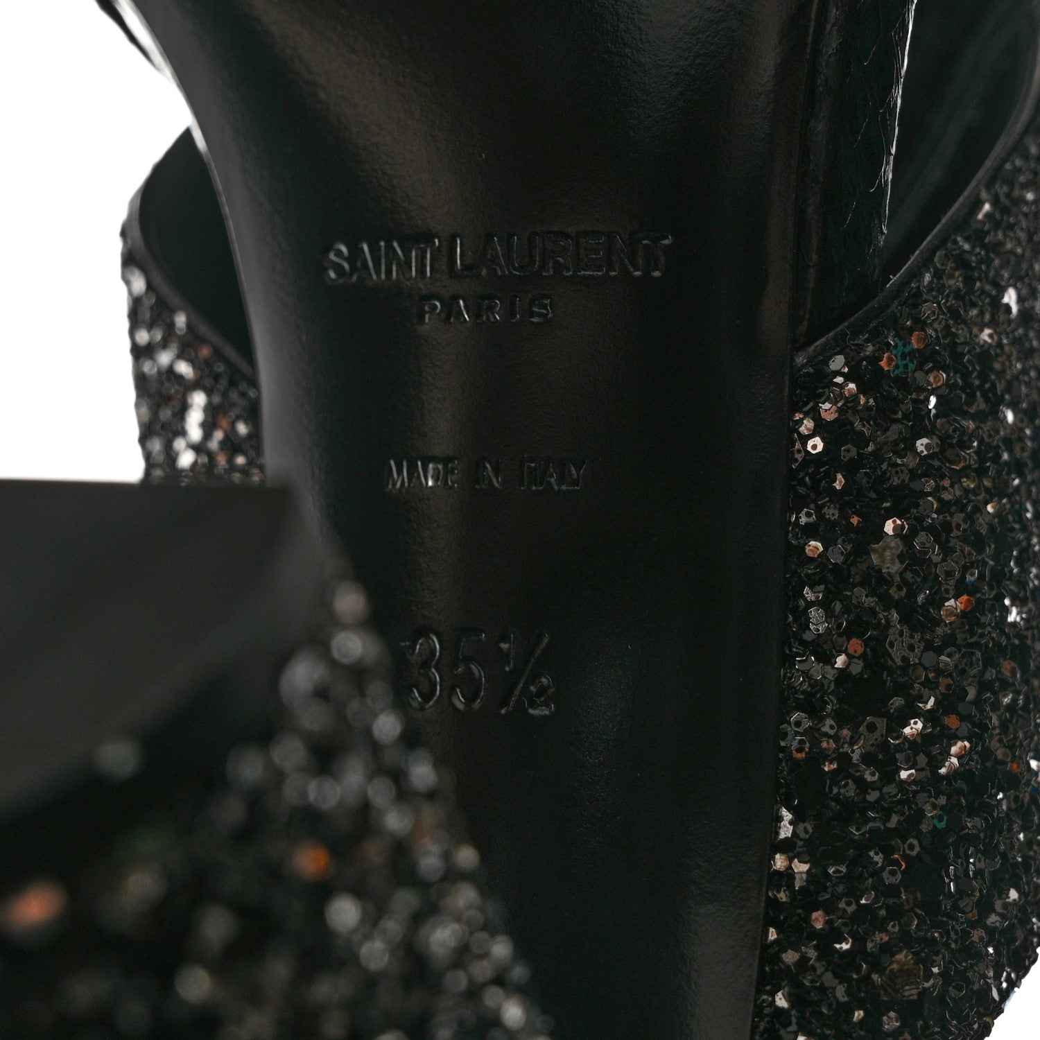 Saint Laurent Glitter LouLou 70 Mule Sandals 35.5 Black 8 of 9
