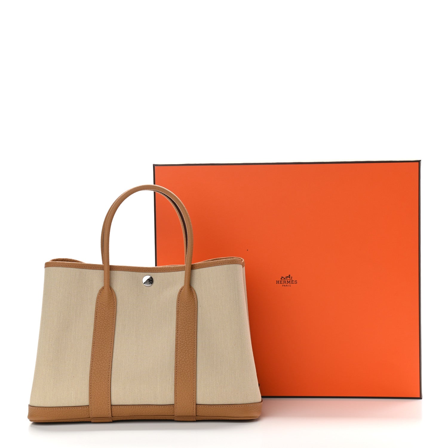 Hermes Toile Militaire Vache Country Garden Party 30 TPM Tote Beton Biscuit 11 of 11