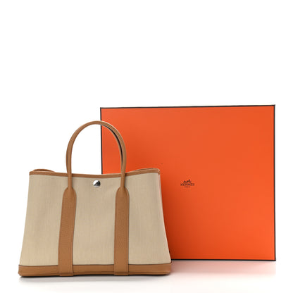 Hermes Toile Militaire Vache Country Garden Party 30 TPM Tote Beton Biscuit 11 of 11