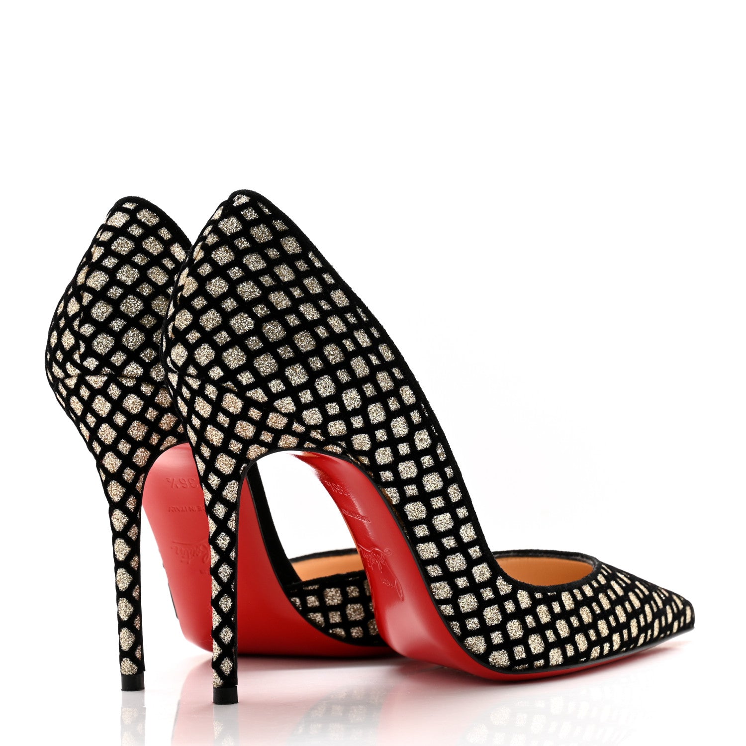 Christian Louboutin Glitter Floque Suede Iriza 100 Pumps 36.5 Platine Black 4 of 11