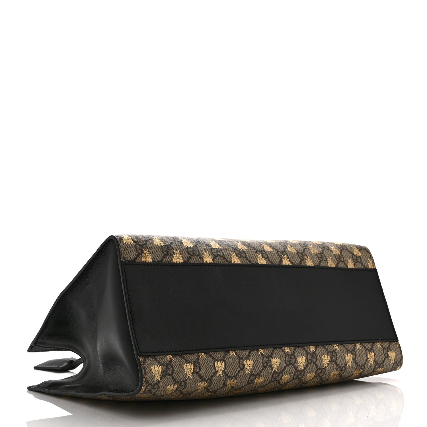 Gucci GG Supreme Monogram Bees Medium Padlock Tote Beige Oro Black 4 of 11