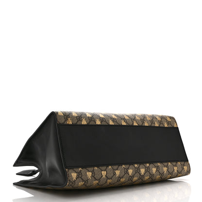 Gucci GG Supreme Monogram Bees Medium Padlock Tote Beige Oro Black 4 of 11