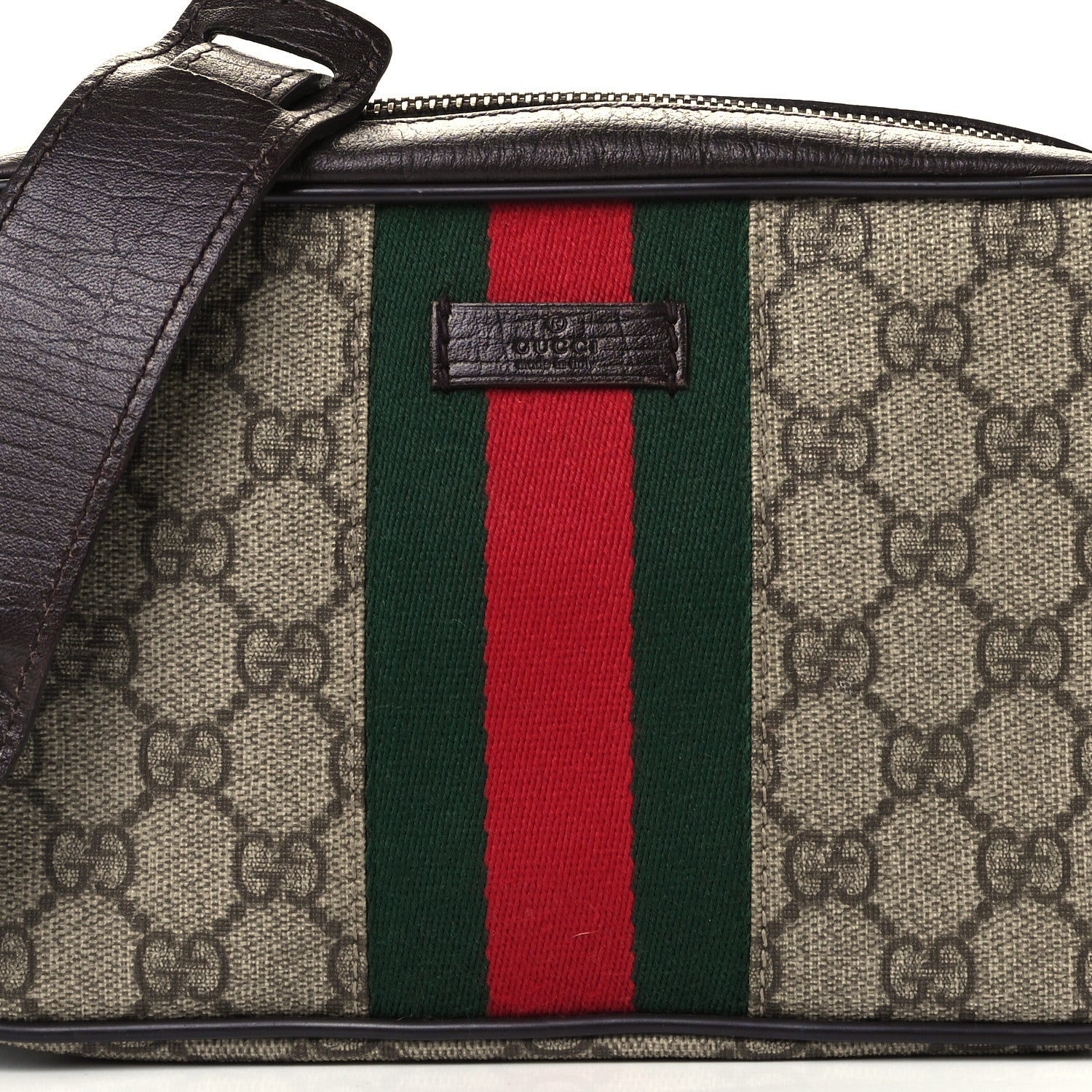 Gucci GG Supreme Monogram Canvas Web Shoulder Bag Brown 8 of 10