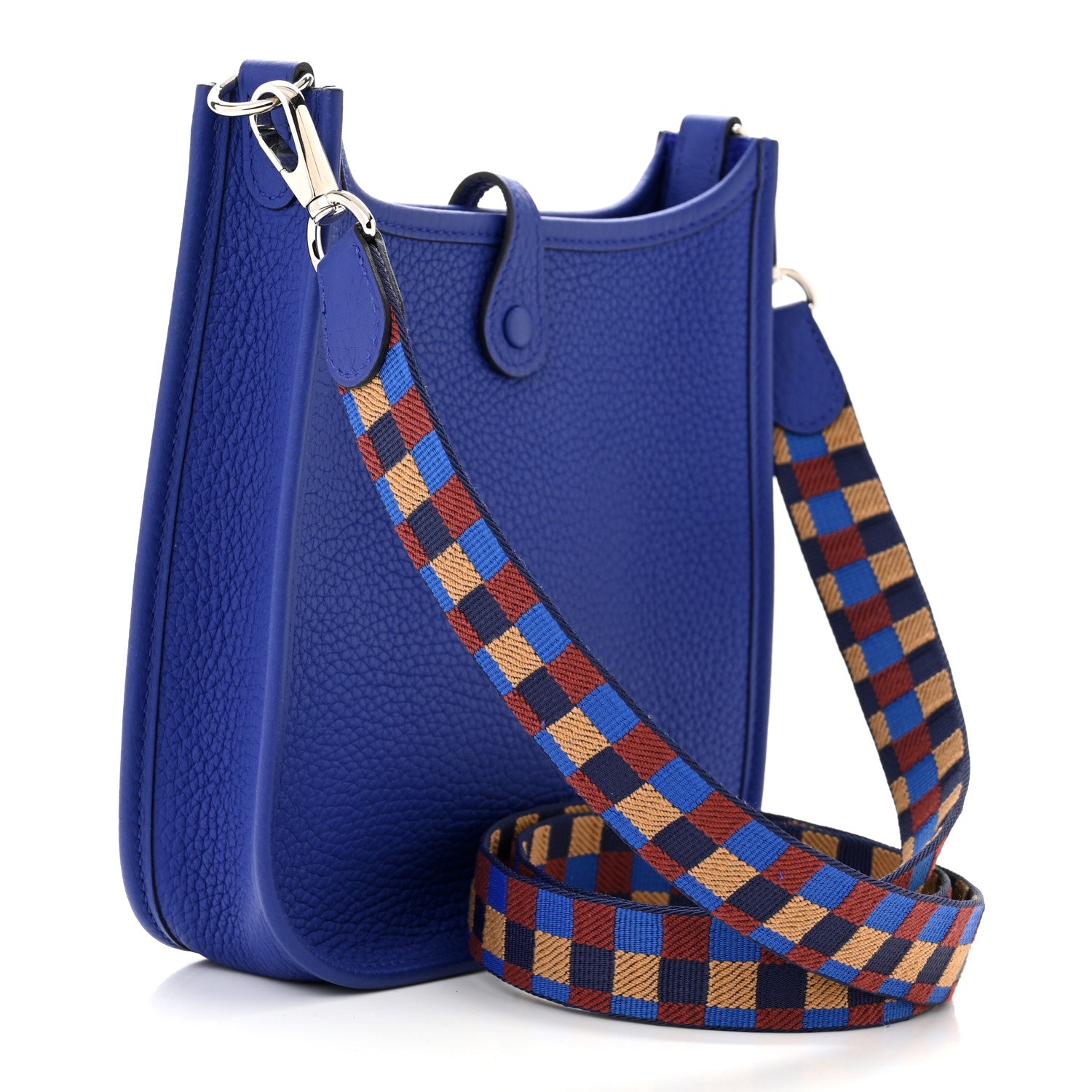 Hermes Taurillon Clemence Maxi Quadrille Evelyne TPM Royal Bleu Bleu Bill Biscuit Rouge H 3 of 11