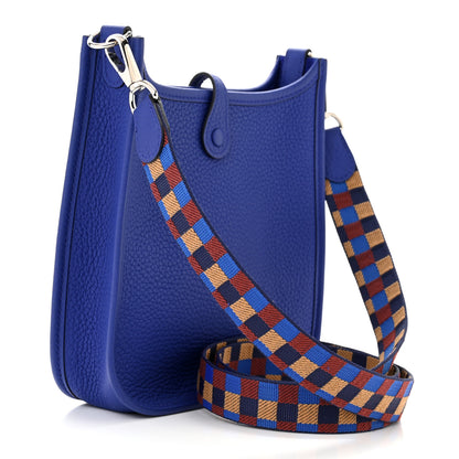 Hermes Taurillon Clemence Maxi Quadrille Evelyne TPM Royal Bleu Bleu Bill Biscuit Rouge H 3 of 11