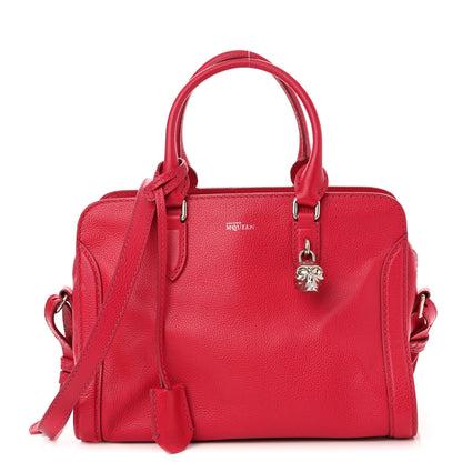 Alexander McQueen Pebbled Calfskin Small Skull Padlock Zip Around Tote Red 1 of 15