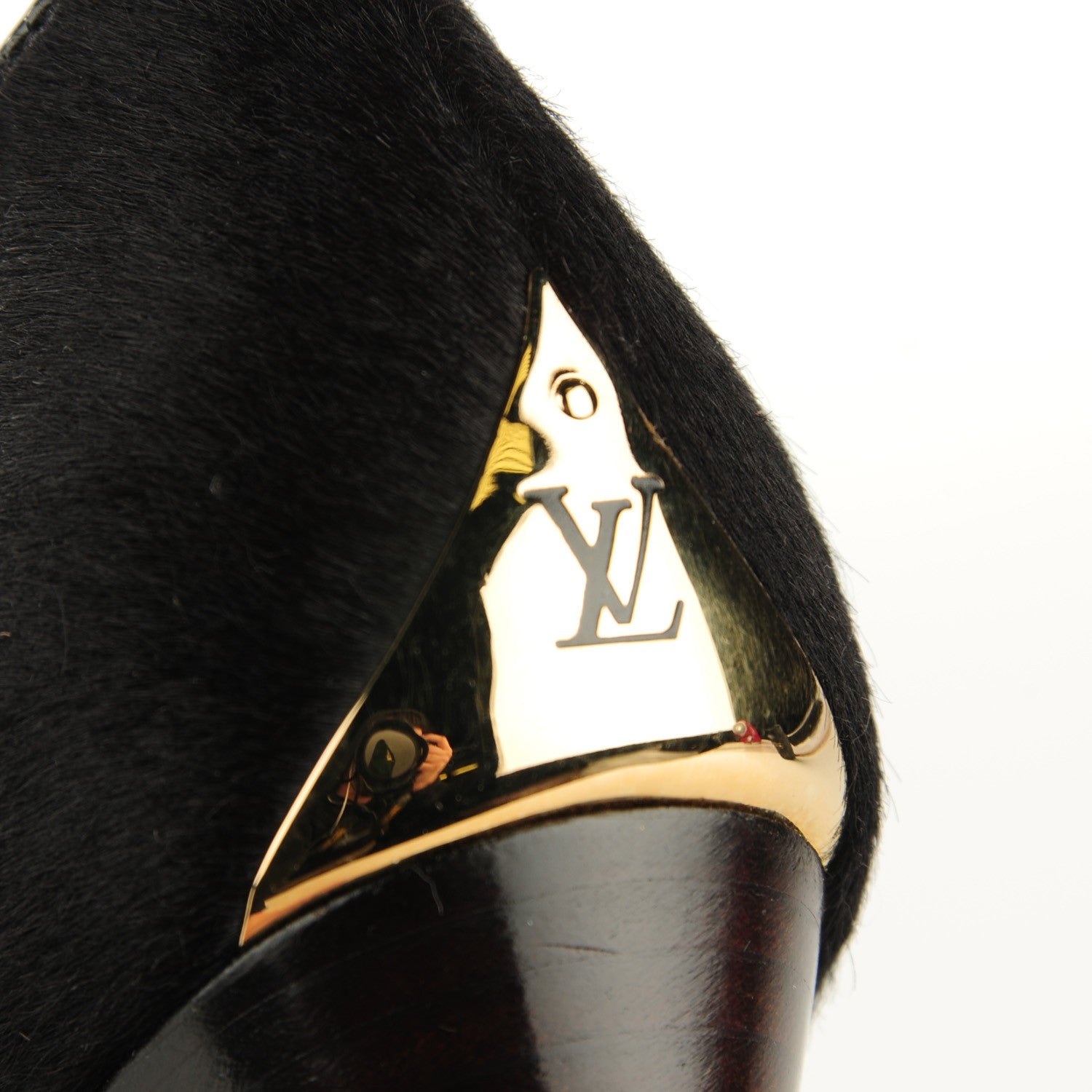 Louis Vuitton Leopard Calf Hair True Peep Toe Pumps 36 Black 9 of 9
