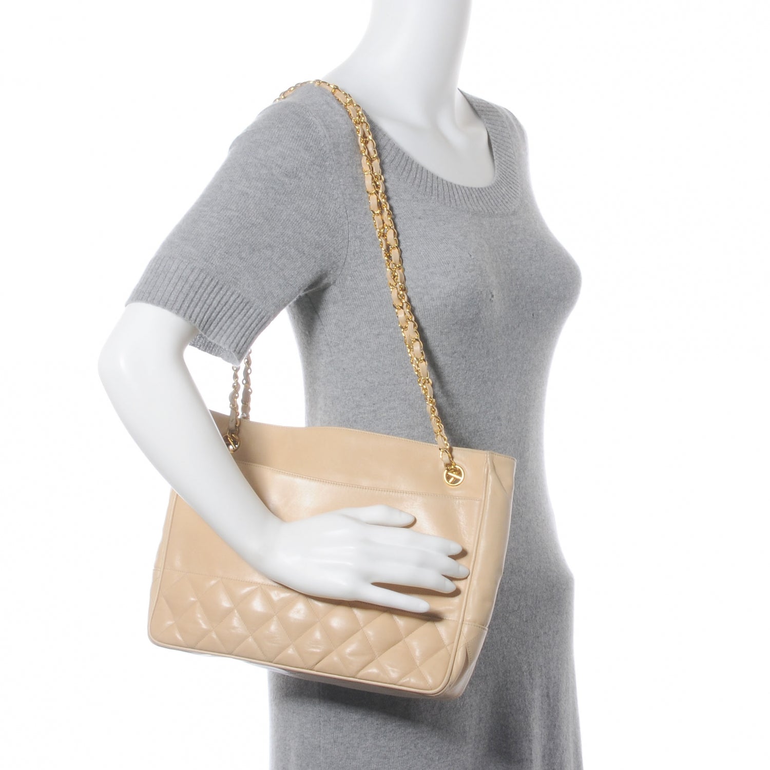 Chanel Lambskin Shopping Tote Beige 2 of 8
