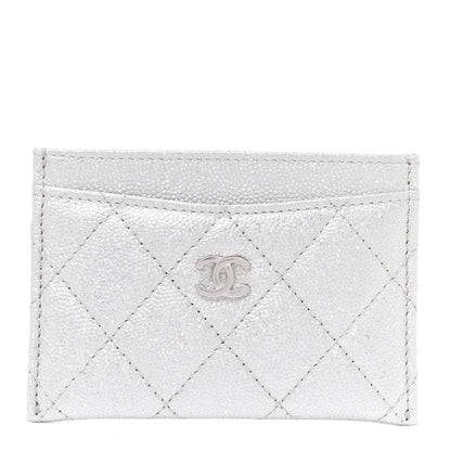 Chanel Glittered Metallic Caviar Quilted Card Holder Silver 1 of 9