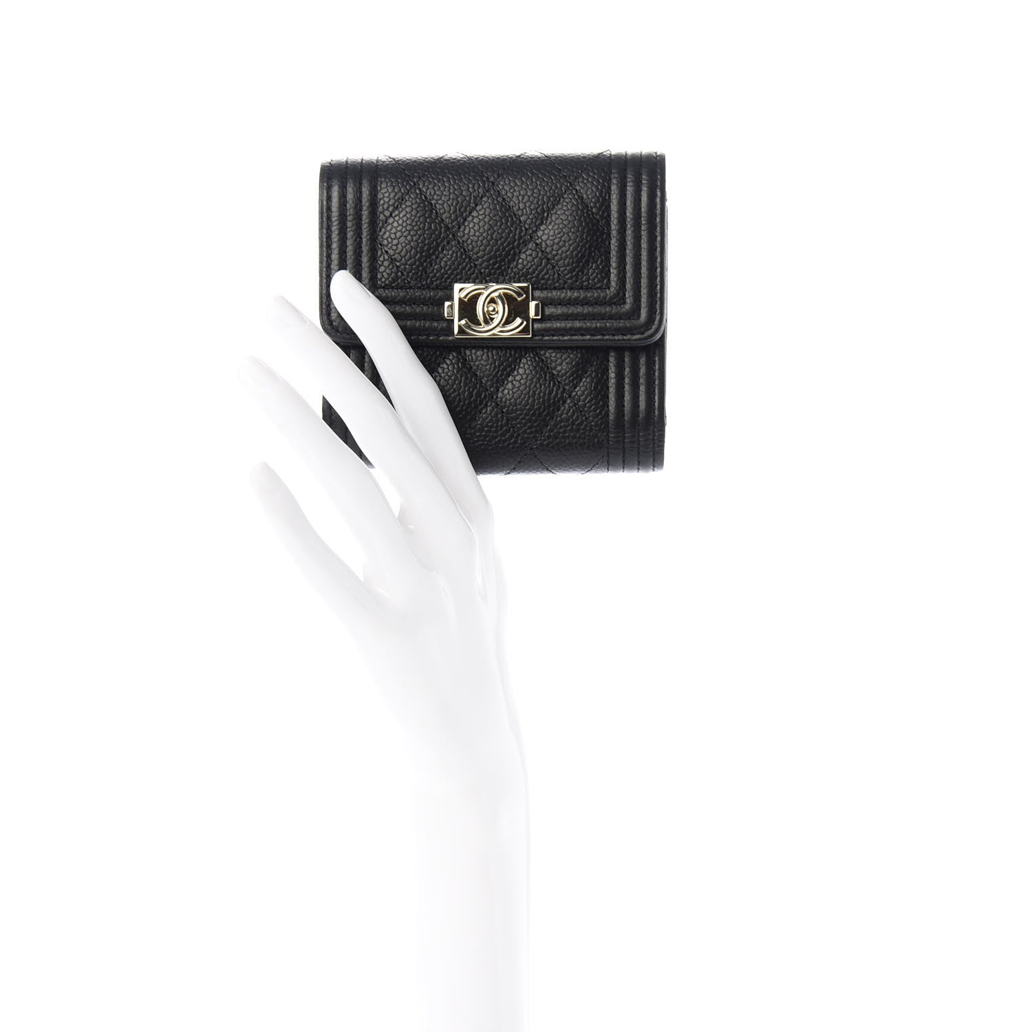 Chanel Caviar Quilted Compact Boy Wallet Black 2 of 8