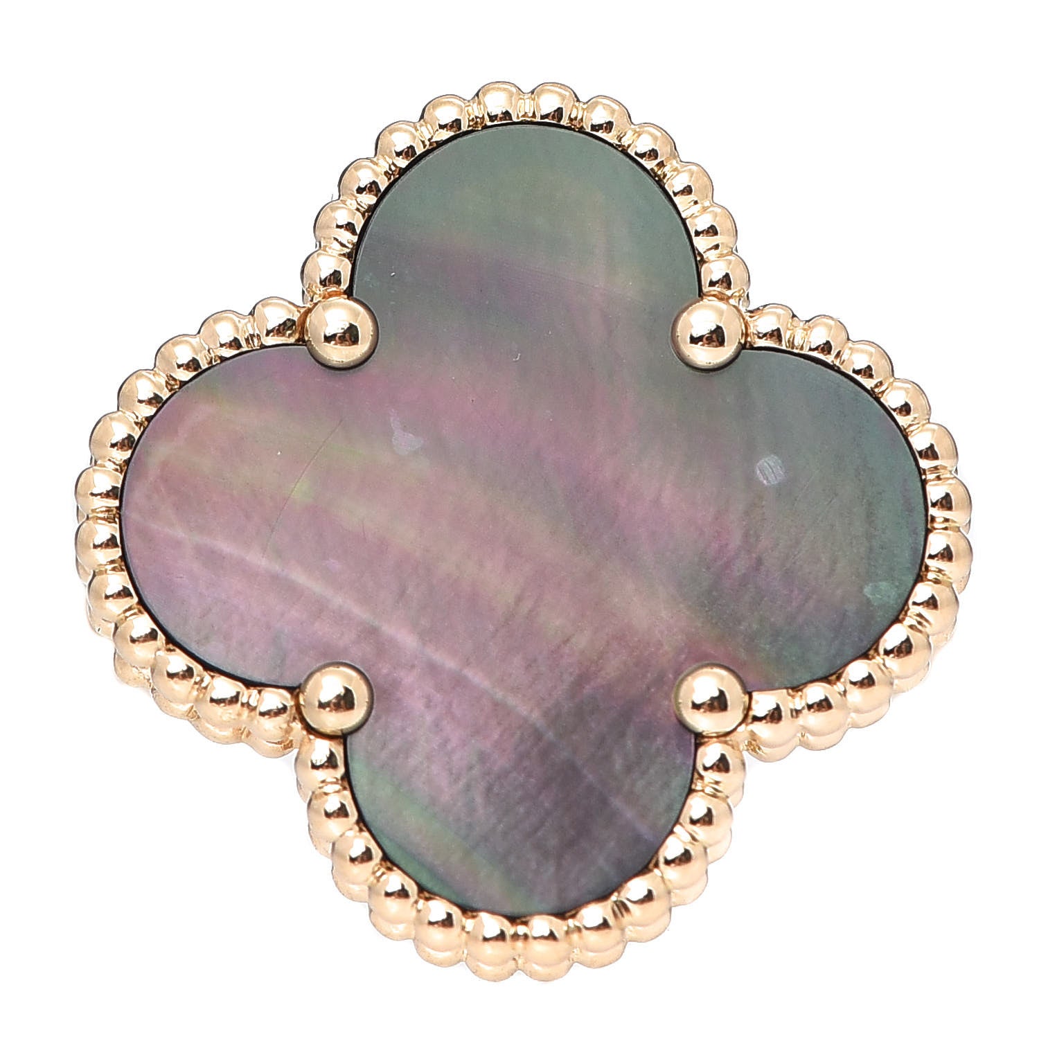 Van Cleef & Arpels 18K Yellow Gold Gray Mother of Pearl Magic Alhambra Ring 51 5.75 1 of 6