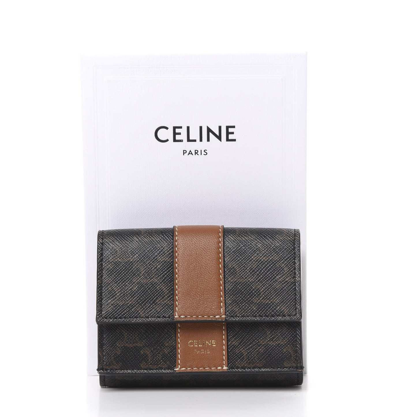 Canvas Triomphe Folded Compact Wallet Tan
