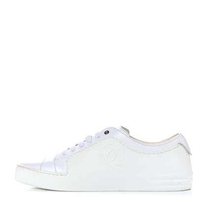 Chanel Calfskin Gum Womens CC Sneakers 39 White 1 of 7